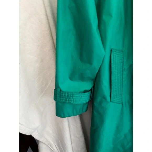 Windsor Bay Vintage Emerald Green Raincoat Long Trench Coat Womens Size 10 - Picture 7 of 16